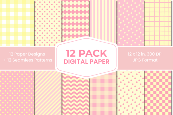 Download Yellow Pink Pastel Digital Paper Pack 12 - Digital paper Collection