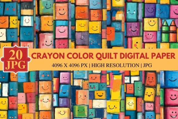 Download Crayon Color Quilt Digital Paper - Digital paper Collection