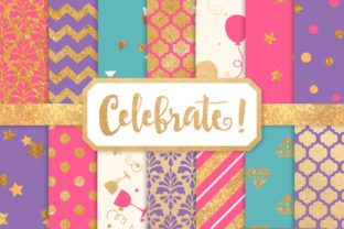 Download Crayon Box Girl Celebrate Gold Digital Paper Set - Digital paper Collection