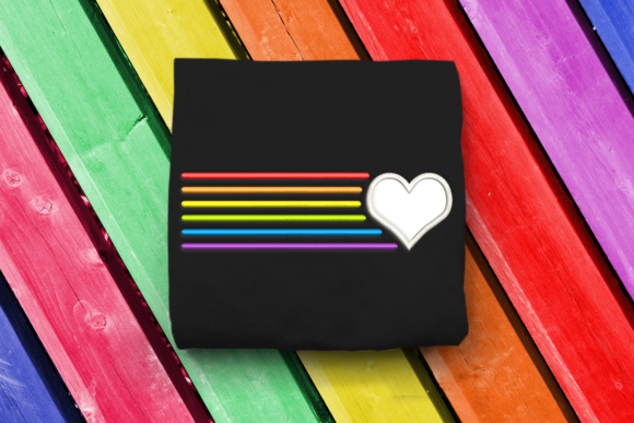Download Heart with Rainbow Lines LGBT Applique - Rainbow lines Collection