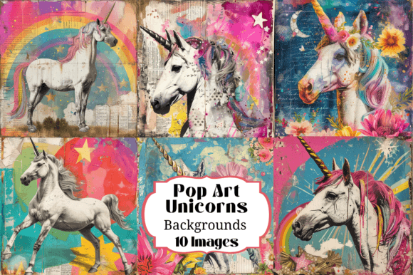 Download 10 Pop Art Unicorns Colorful Backgrounds - Unicorn Collection