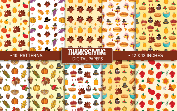 Download Thanksgiving Digital Paper Patterns - Digital paper Collection