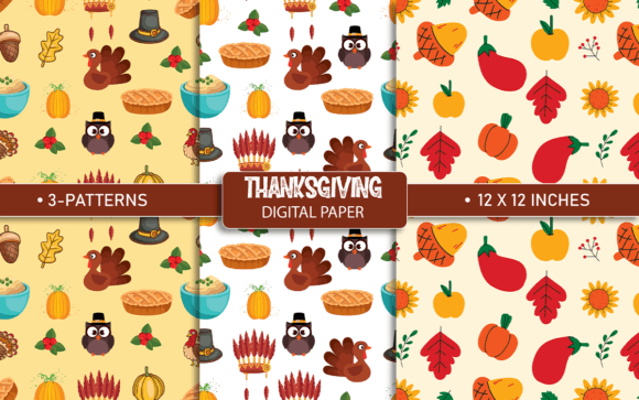 Download Thanksgiving Digital Paper Patterns - Digital paper Collection