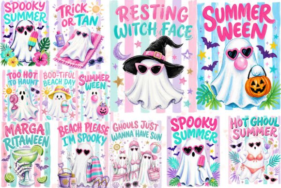Download Pastel Pink Ghost Summerween Striped PNG - Striped Collection