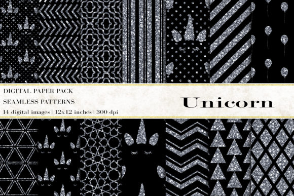 Download Unicorn Digital Papers, Silver Unicorn - Digital paper Collection