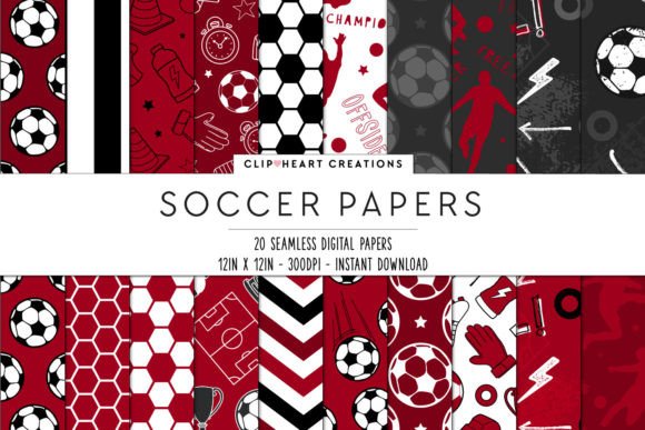 Download Red Soccer Seamless Digital Papers - Digital paper Collection
