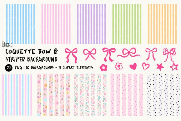 Download Coquette Bow &amp; Striped Background Bundle - Striped Collection