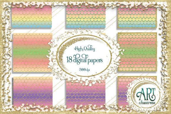 Download Mermaid Scale Digital Papers Rainbow - Digital paper Collection
