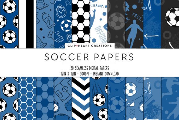 Download Blue Soccer Seamless Digital Papers - Digital paper Collection