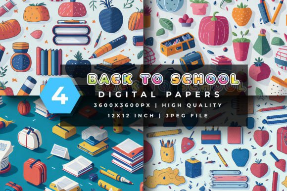 Download Back to School Digital Papers - Digital paper Collection