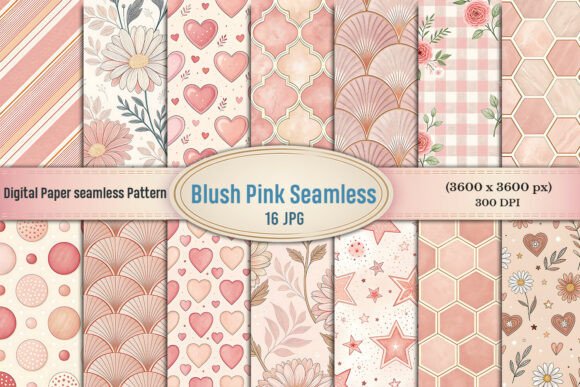 Download Blush Pink Seamless Digital Paper Bundle - Digital paper Collection