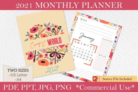 Download 2021 Monthly Planner Printables / Floral - Printable Collection