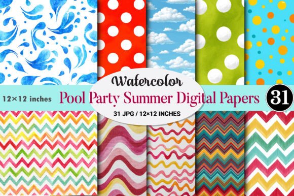 Download Pool Party Summer Digital Papers. - Digital paper Collection