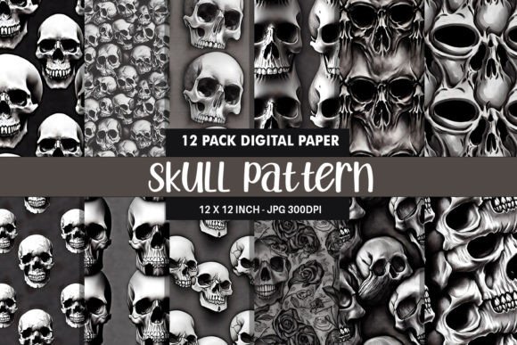 Download Skull Pattern Digital Paper - Digital paper Collection