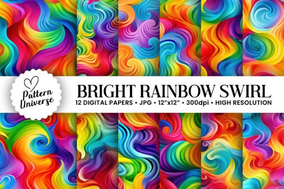 Download Bright Rainbow Swirl Digital Papers - Digital paper Collection