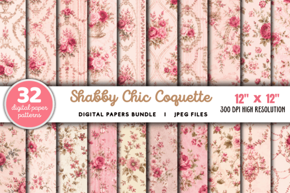 Download Shabby Chic Coquette Pink Digital Papers - Digital paper Collection