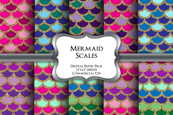 Download Mermaid Scales Digital Paper Pack - Digital paper Collection