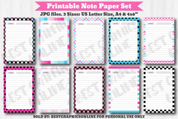 Download Printable Note Paper, Writing Papers Set - Printable Collection