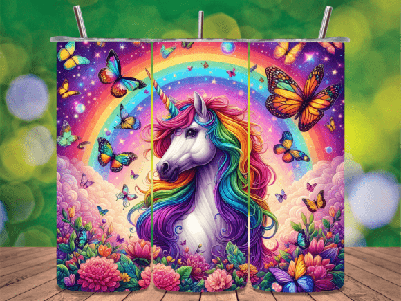 Download Rainbow Unicorn Butterfly Tumbler Wrap - Unicorn Collection