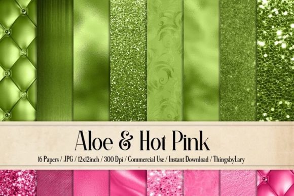Download Aloe Green Hot Pink Digital Papers - Digital paper Collection