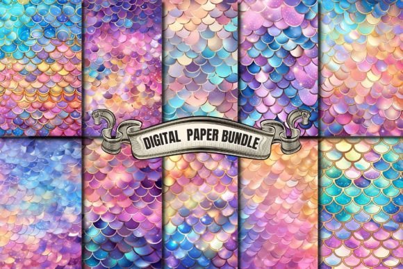 Download Watercolor Mermaid Scales Digital Paper - Digital paper Collection