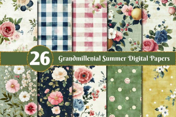 Download Grandmillenial Summer Digital Papers - Digital paper Collection