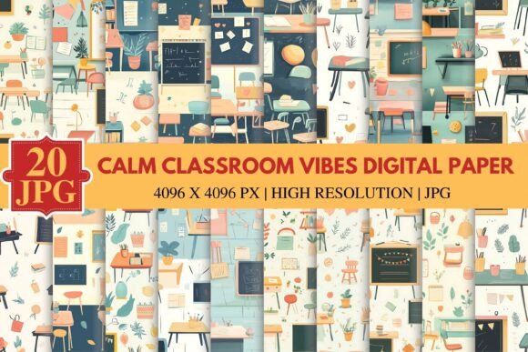 Download Calm Classroom Vibes Digital Paper - Digital paper Collection