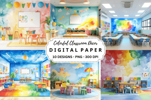 Download Colorful Classroom Decor Digital Paper - Digital paper Collection