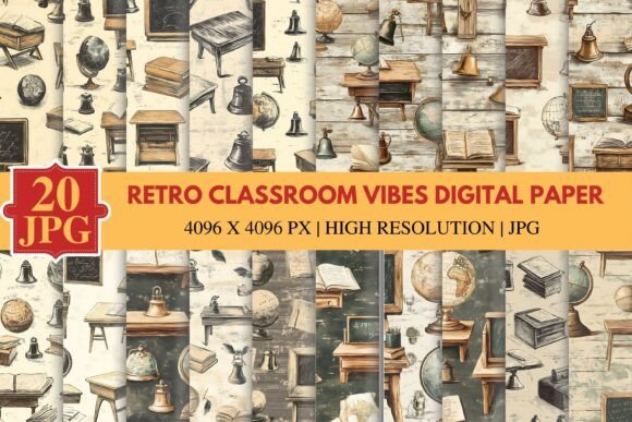 Download Retro Classroom Vibes Digital Paper - Digital paper Collection