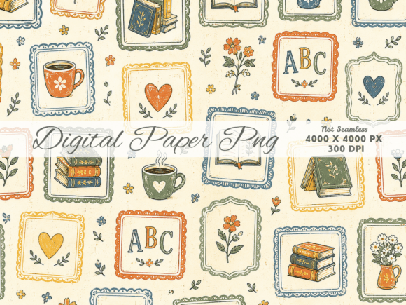 Download Vintage Classroom Icons Digital Paper | - Digital paper Collection