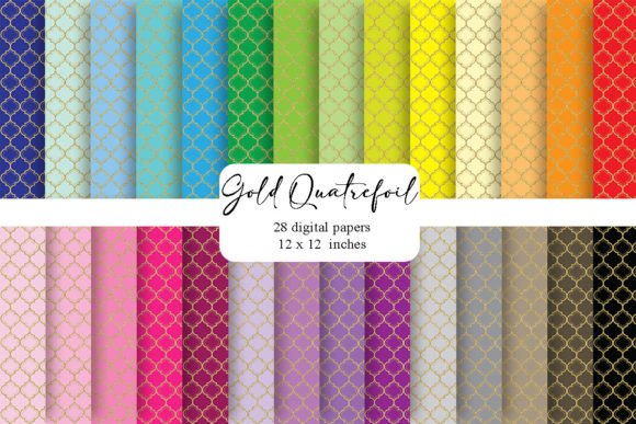 Download Gold Glitter Quatrefoil Digital Paper - Digital paper Collection