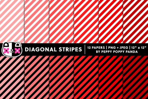 Download Diagonal Red Stripes Digital Paper Set - Digital paper Collection