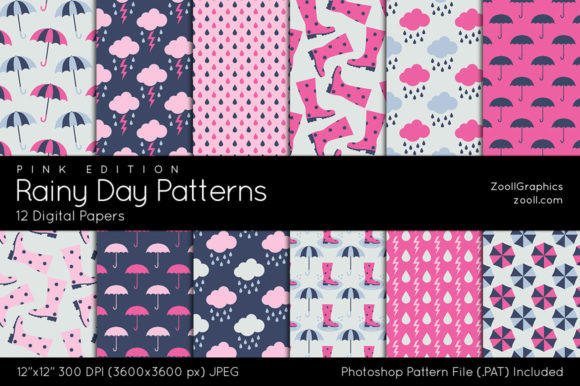 Download Rainy Day Pink Digital Papers - Digital paper Collection