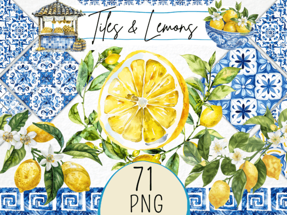Download Mediterranean Tiles and Lemons Clipart - Lemon Collection