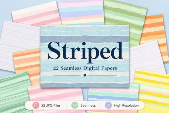 Download Striped Digital Paper Bundle Set - Digital paper Collection
