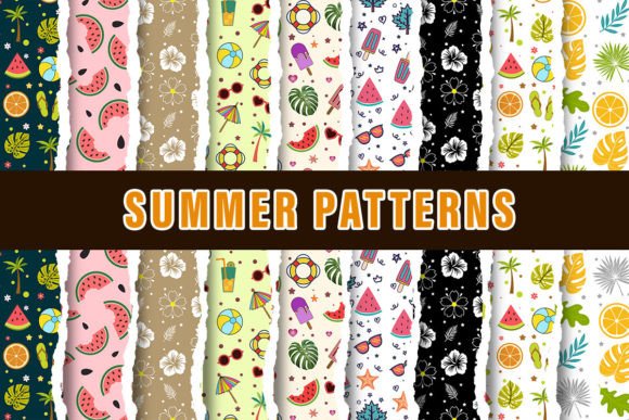 Download Summer Digital Papers Patterns - Digital paper Collection