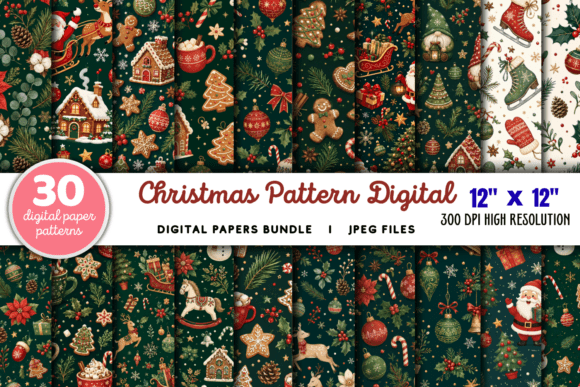 Download Christmas Pattern Digital Paper Bundle - Digital paper Collection
