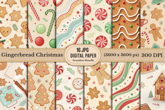 Download Gingerbread Christmas Digital Paper - Digital paper Collection