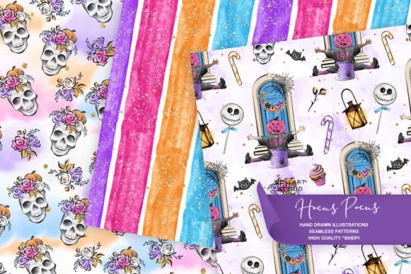 Download Halloween Digital Paper, Skull Patterns - Digital paper Collection