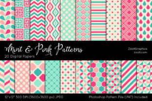 Download Mint and Pink Digital Papers - Digital paper Collection
