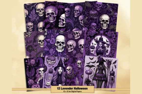 Download Lavender Skull Patterns Digital Papers - Digital paper Collection