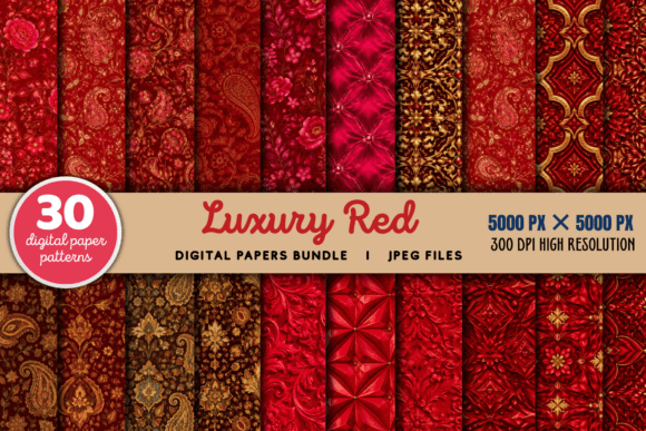 Download Luxury Red Digital Paper Red Bundle - Digital paper Collection