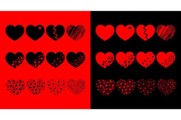 Download Hearts on the Red and Black Background - Red and black Collection