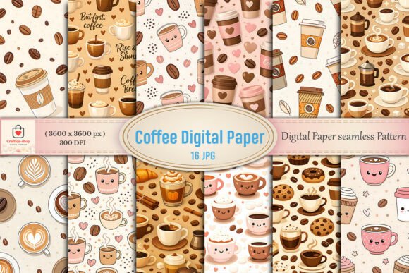 Download Coffee Seamless Digital Paper Bundle - Digital paper Collection