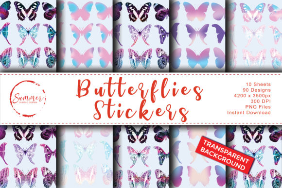Download Pastel Unicorn Butterfly Sticker Sheets - Unicorn Collection