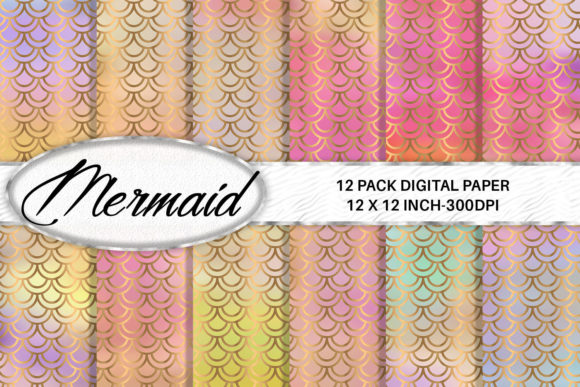 Download Mermaid Scales Digital Paper Background - Digital paper Collection