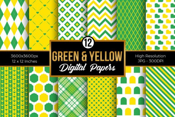 Download Green &amp; Yellow Digital Papers - Digital paper Collection