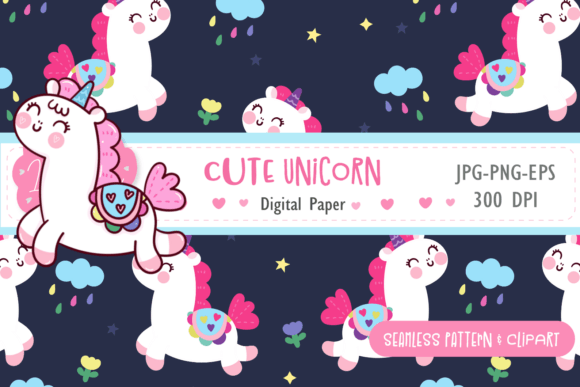 Download Seamless Pattern Unicorn and Clipart - Unicorn Collection
