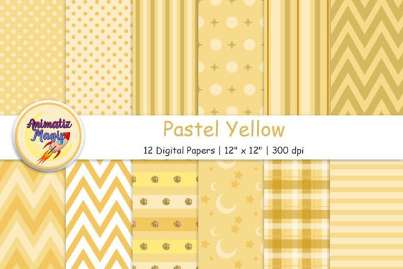 Download 12 Pastel Yellow Digital Papers - Digital paper Collection
