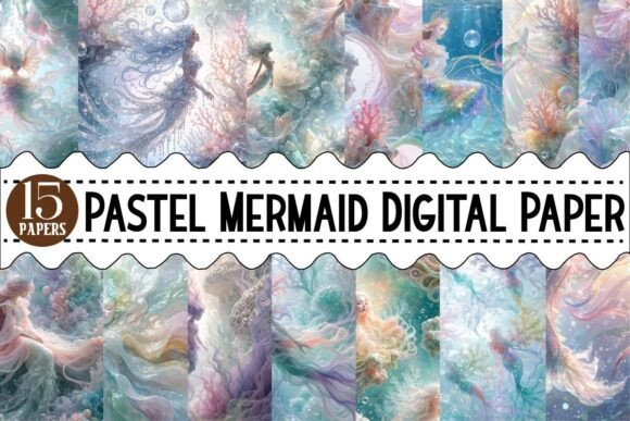 Download Pastel Mermaid Digital Paper Bundle - Digital paper Collection